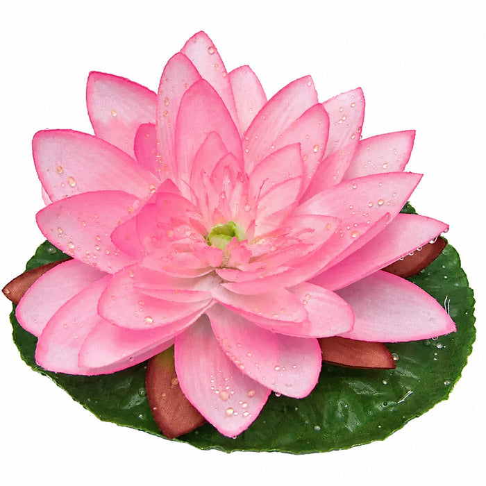 7" Silk Lotus w/Waterdrop Floating Flower -Pink (Pack of 12) - P-1771