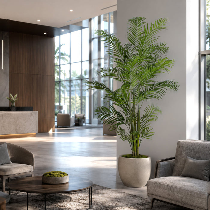 8' Large Silk Areca Palm Tree w/Pot -Green - P180270