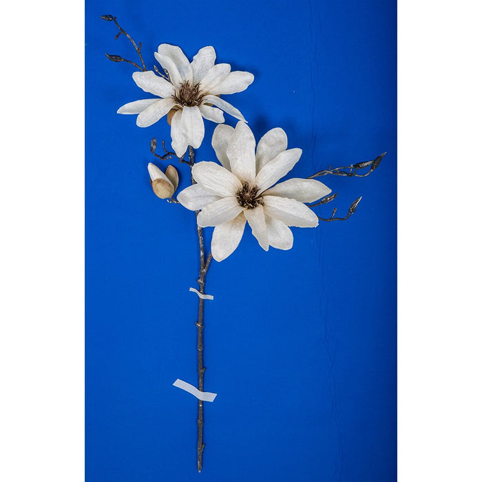 34" Giant Magnolia Silk Flower Stem -Cream/Brown (Pack of 6) - P181082