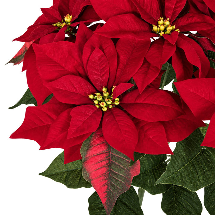 22" Velvet Poinsettia Artificial Flower Bush -Red (Pack of 6) - P181530