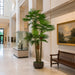 9'6" Silk Fan Double Trunk Palm Tree w/Pot -Green - P184230