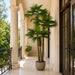 9'6" Silk Fan Double Trunk Palm Tree w/Pot -Green - P184230