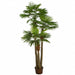 9'6" Silk Fan Double Trunk Palm Tree w/Pot -Green - P184230