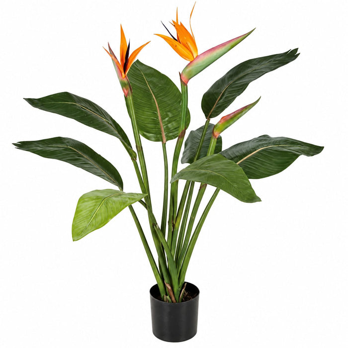 36" Flowering Bird Of Paradise Silk Plant w/Pot -Orange/Green - P2460