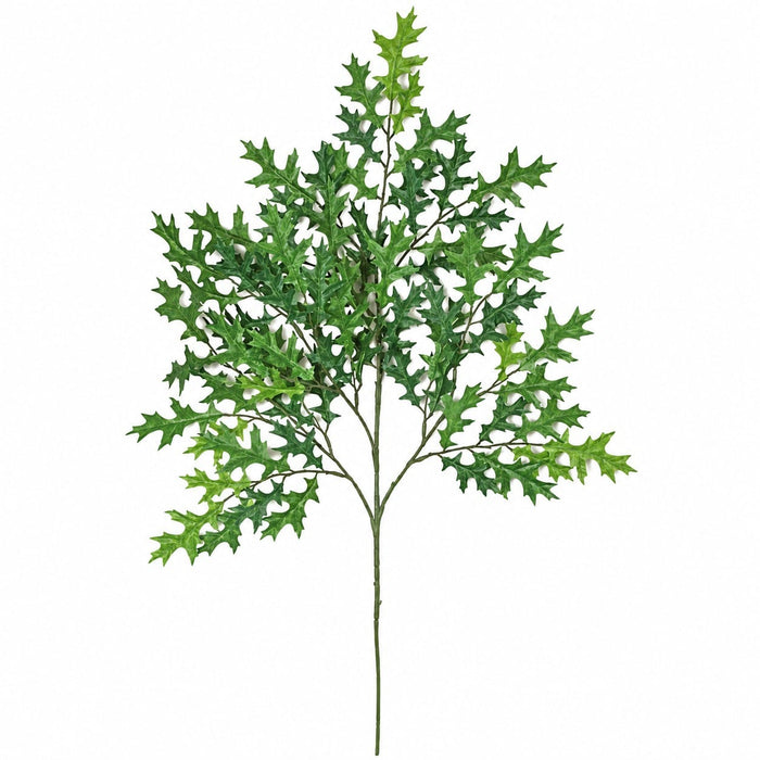 27" Artificial Small Pin Oak Branch Stem -Green (Pack of 24) - P462-G