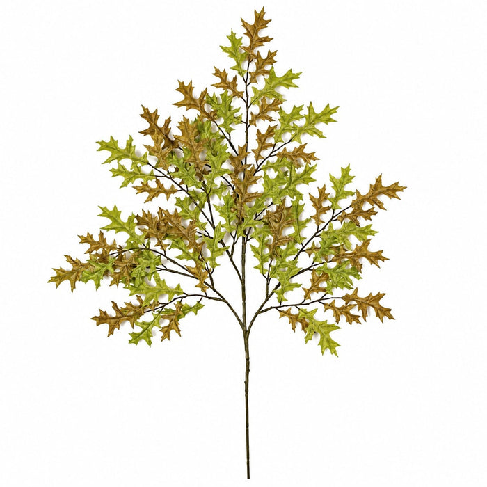 27" Artificial Small Pin Oak Branch Stem -Green/Brown (Pack of 24) - P462-GB