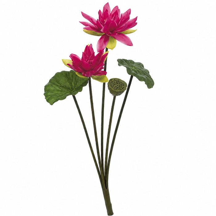 30" Silk Lotus Flower Bush -Fuchsia (Pack of 6) - P61940