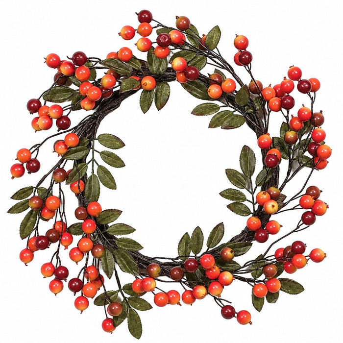 22" Crabapple Artificial Wreath -Red/Fall (Pack of 2) - P72320