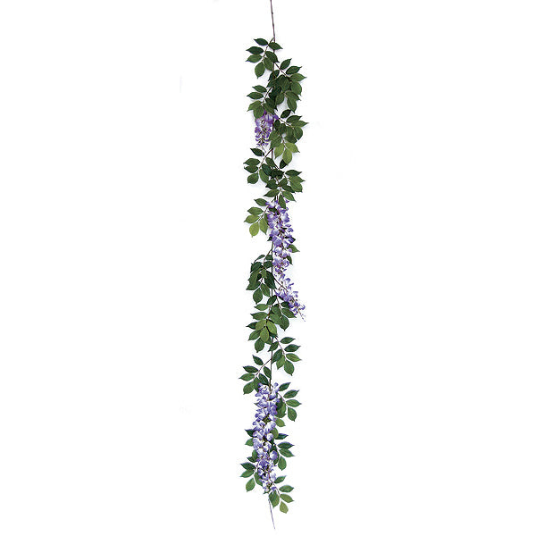 6' Wisteria Silk Flower Garland -Light Purple (pack of 6) - P7270