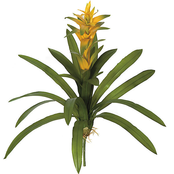 30" Artificial Bromeliad Plant w/Roots Flower Bush -Yellow/Green (pack of 6) - P8067-5YE
