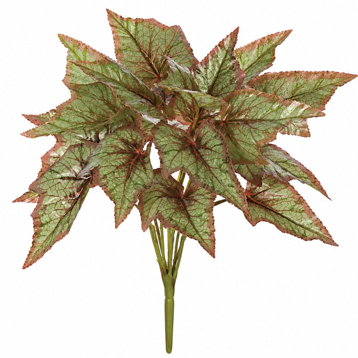 15" Soft-Touch Begonia Silk Plant -Green/Brown (Pack of 24) - P82260