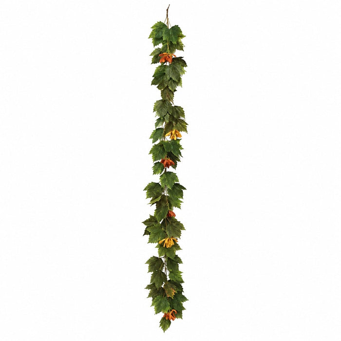 9' Norway Maple Leaf Silk Garland -Green/Brown (Pack of 3) - P84885