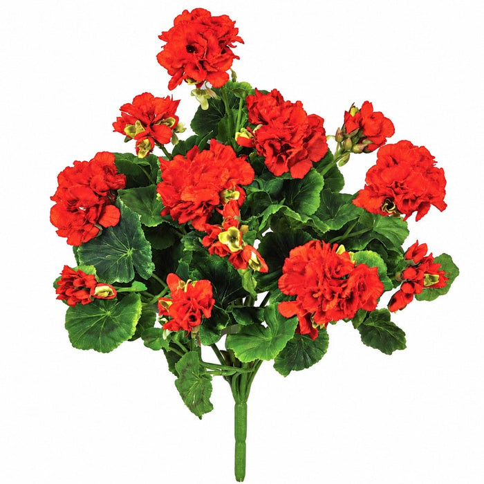 17" Artificial Geranium Flower Bush -Red (Pack of 6) - P970R