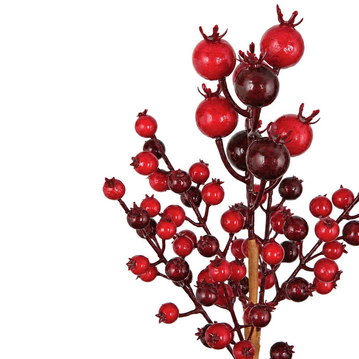 13" Styrofoam Mixed Berry Artificial Stem Pick -Red/Burgundy (Pack of 12) - PF150000