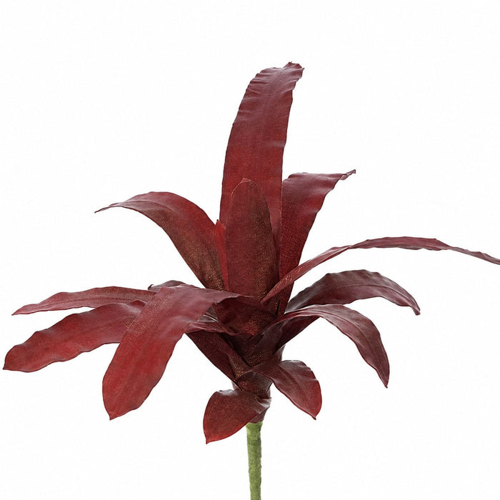 14" Soft-Touch Artificial Bromeliad Plant Flower Bush -Dark Red/Mauve (Pack of 6) - PF60151