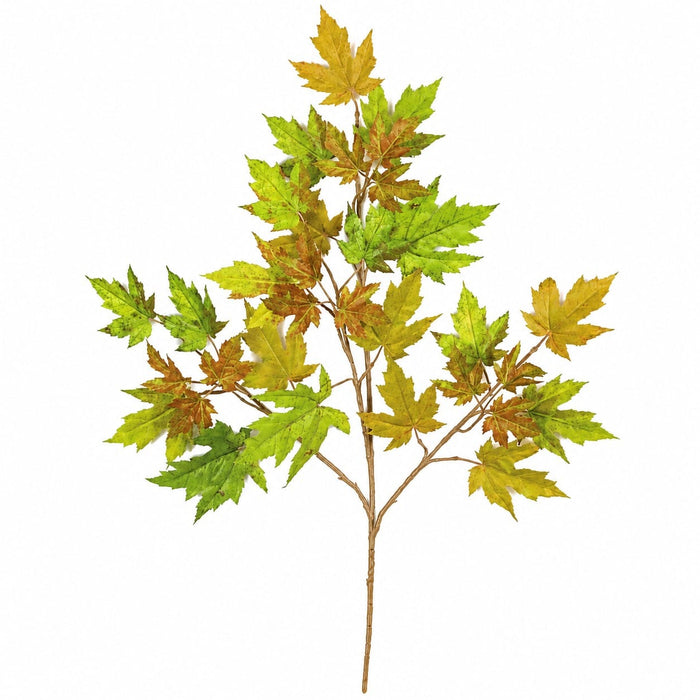 28" IFR Artificial Rock Maple Branch Stem -Green/Rust (Pack of 24) - PR004-GR