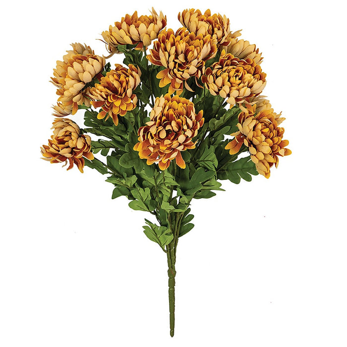 23" IFR Artificial Mum Flower Bush -Yellow/Brown (pack of 6) - PR-100096