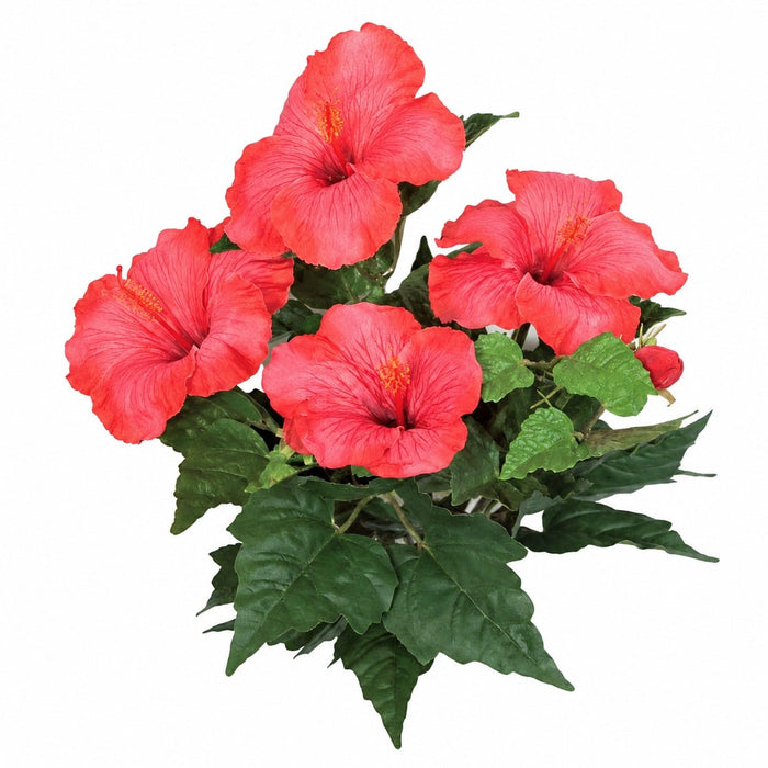 15" IFR Artificial Hibiscus Flower Bush -Red/Pink (Pack of 6) - PR110350
