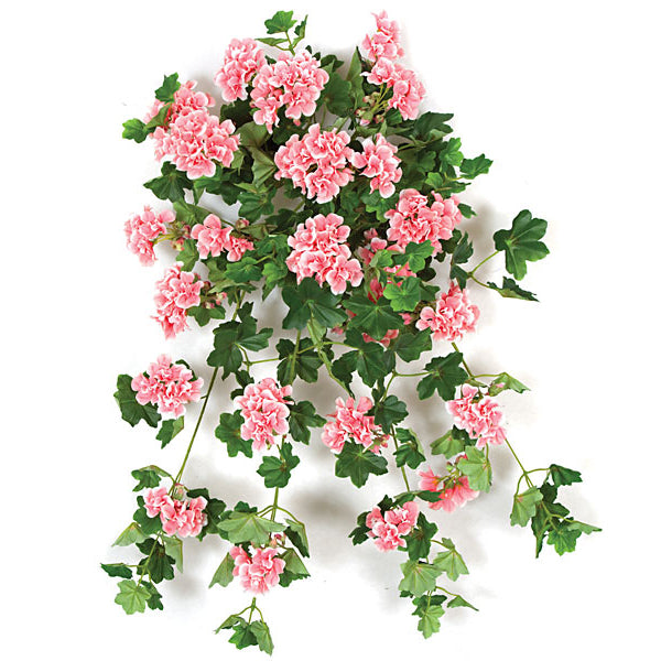 28" IFR Artificial Hanging Geranium Flower Bush Rose — Silks Are Forever