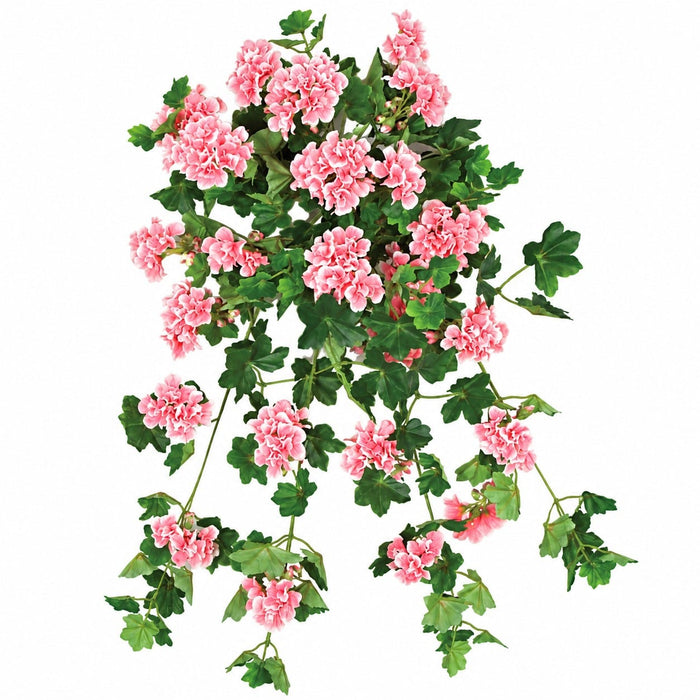 28" IFR Artificial Hanging Geranium Flower Bush -Rose (Pack of 2) - PR-120985