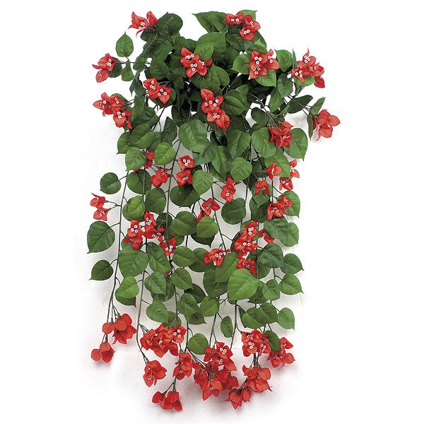 36" IFR Artificial Hanging Bougainvillea Flower Bush Red — Silks Are