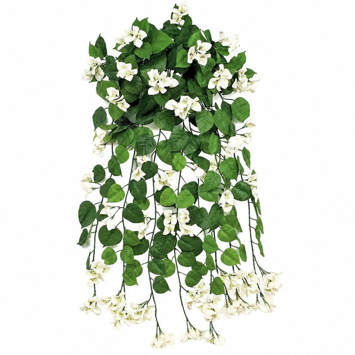 36" IFR Artificial Hanging Bougainvillea Flower Bush -White (Pack of 2) - PR-173W