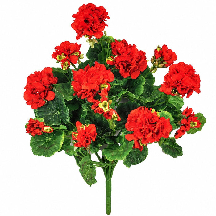 17" IFR Artificial Geranium Flower Bush -Red (Pack of 6) - PR970R
