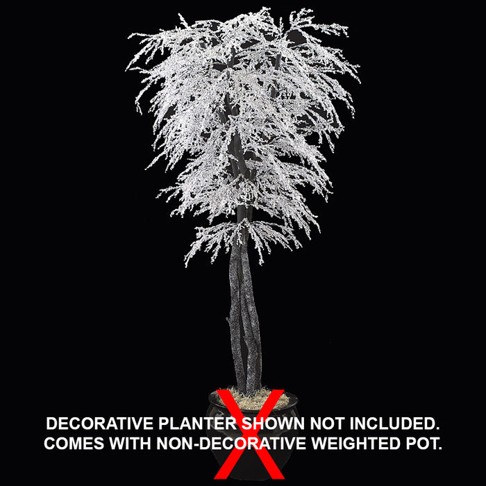 6' CUSTOM MADE Downswept Ice Artificial Tree w/Pot -White/Black - W0100