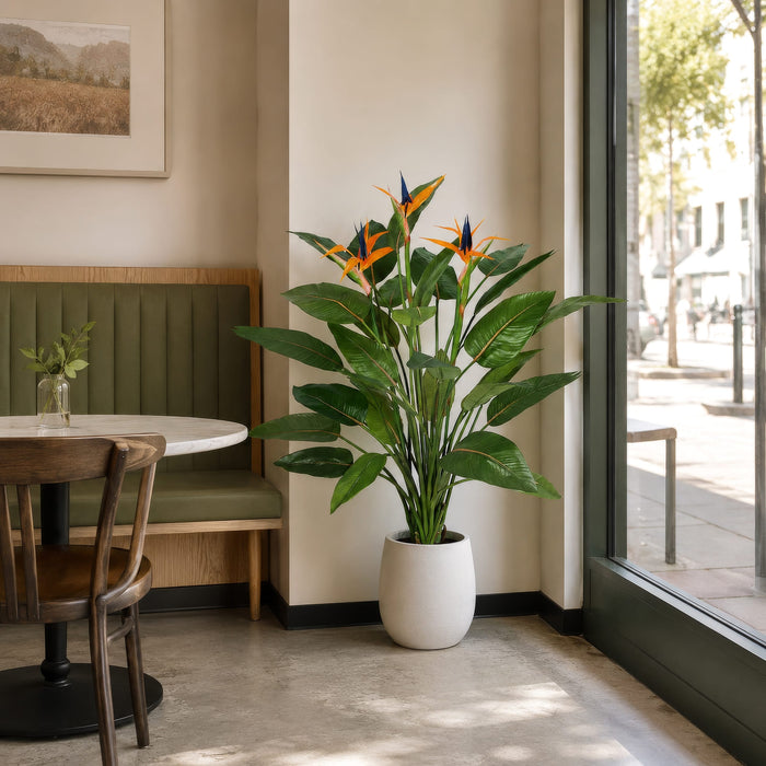 4'7" Flowering Bird Of Paradise Silk Plant w/Pot -Orange/Green - W130010