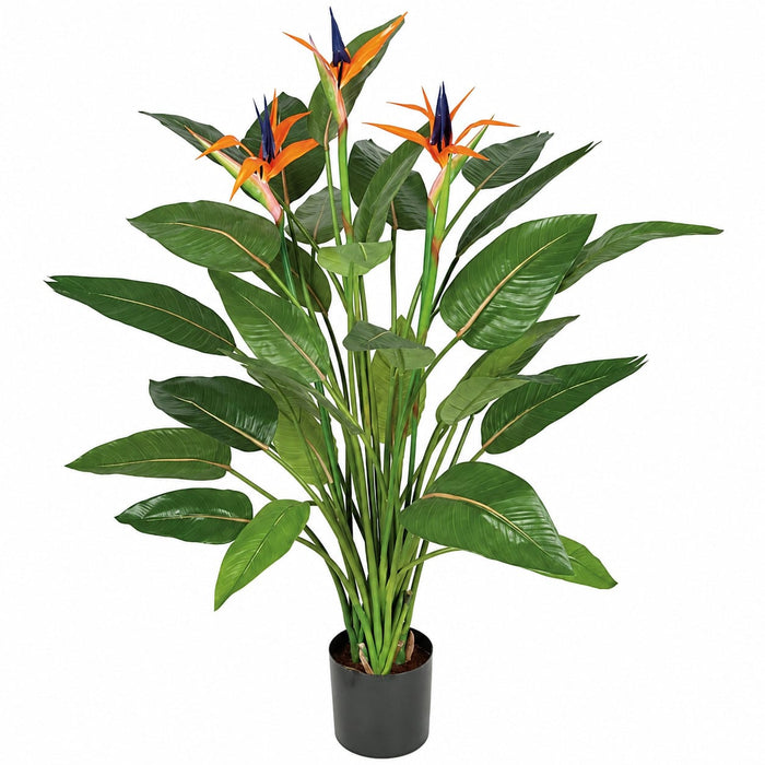 4'7" Flowering Bird Of Paradise Silk Plant w/Pot -Orange/Green - W130010