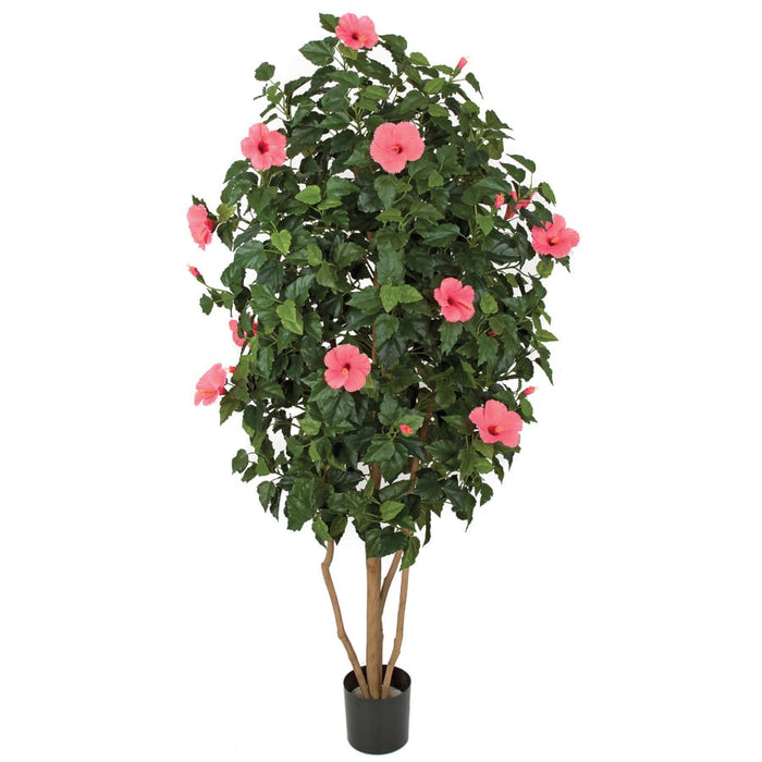 5'6" Hibiscus Flower Silk Tree w/Pot -Hot Pink - W140150