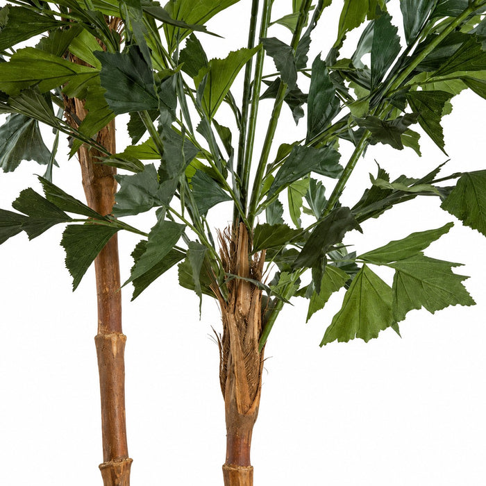 9'6" Silk Fishtail Double Trunk Palm Tree w/Pot -2 Tone Green - W170040