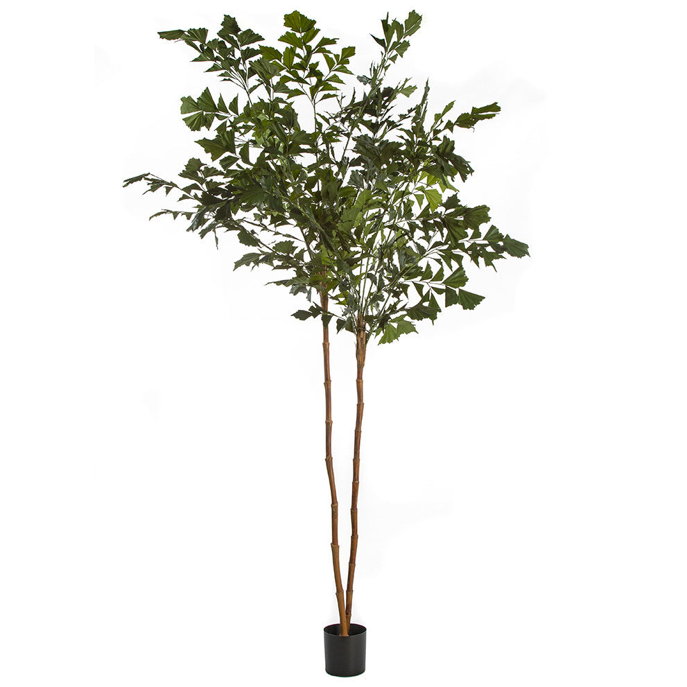 9'6" Silk Fishtail Double Trunk Palm Tree w/Pot -2 Tone Green — Silks