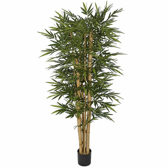 7' Thick & Thin Cane Silk Bamboo Tree w/Pot -1,664 Leaves -Green - W170300