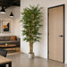 7' Thick & Thin Cane Silk Bamboo Tree w/Pot -1,664 Leaves -Green - W170300