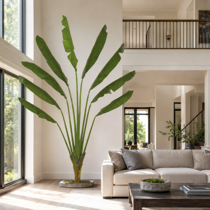 10'6" Traveler's Palm Silk Plant w/Wood Base -Green - W2790